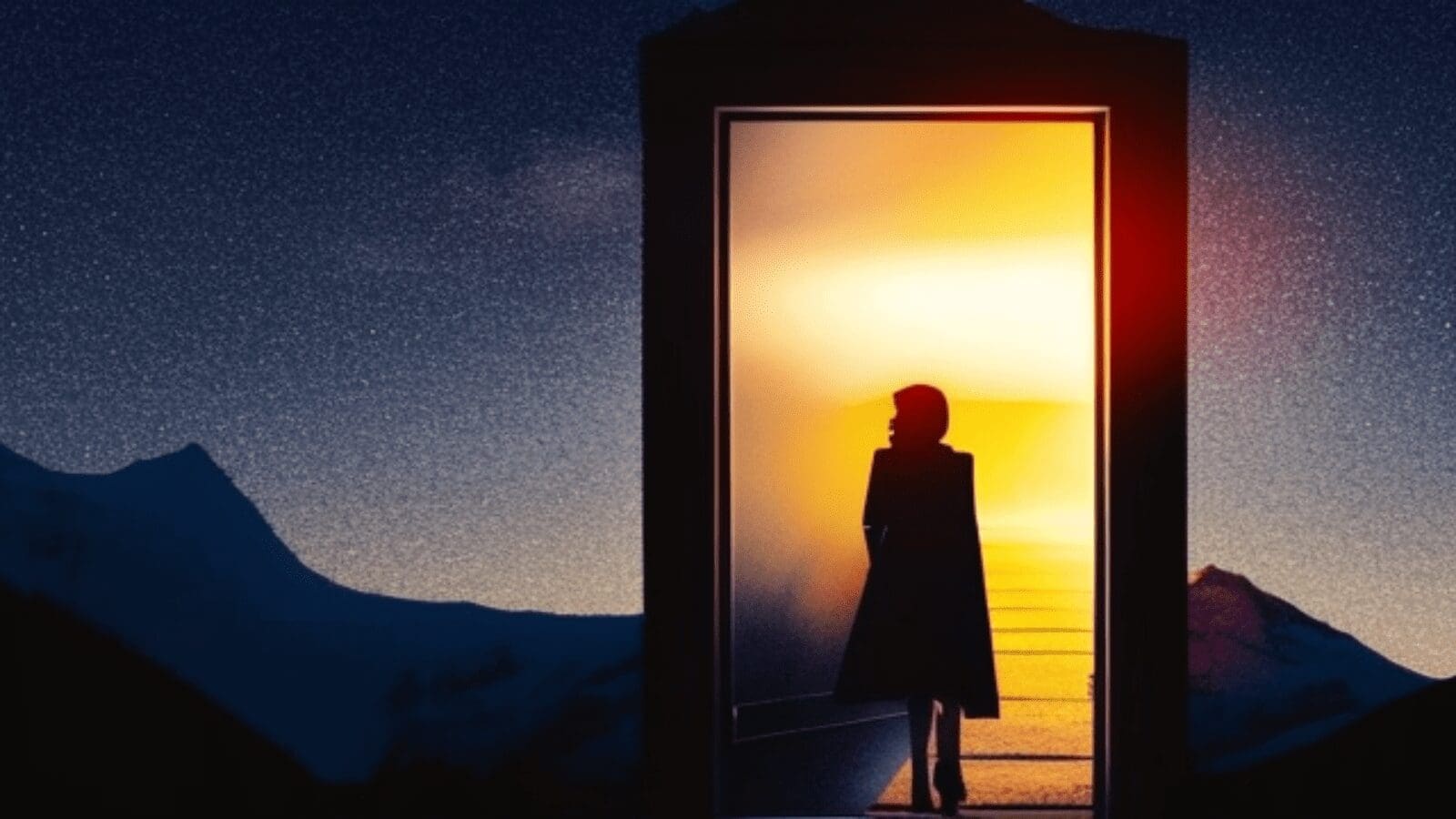 Cold Bucket Experiences (girl standing at doorway with yellow light inviting her forward)